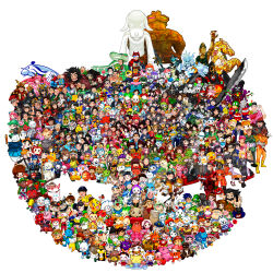  11_piki_no_neko 6+boys 6+girls absurdres amabie aomori_prefecture aomori_tetsudou_musume apple apple_hair_ornament aputan armor atsueco124 backpack bag ball baseball_helmet basketball_(object) beard bird black-framed_eyewear black_bow black_eyes black_hair black_necktie blonde_hair blue_eyes blue_hair blush bow bowtie box brown_eyes brown_hair candy cape character_request chopsticks choujou_gattai_tamenoboon_v commentary_request copyright_request country_connection crown dog drumsticks earrings ema everyone facial_hair fishing_rod flower flying_witch food food-themed_hair_ornament fruit fruit_hair_ornament glasses gloves green_bow green_eyes green_hair grey_eyes grey_hair guitar hair_bow hair_ornament hairband hat headband helmet highres holding holding_box holding_candy holding_chopsticks holding_drumsticks holding_food holding_fruit holding_lollipop holding_microphone holding_polearm holding_sword holding_umbrella holding_weapon ikubee indie_virtual_youtuber instrument japanese_armor japanese_clothes jewelry keyboard_(instrument) lollipop microphone mittens mole multicolored_hair multiple_boys multiple_girls mustache necktie nyango_star one_eye_closed original overalls owl pink_bow pink_bowtie pink_eyes pink_hair polearm purple_hair real_life red-framed_eyewear red_bow red_cape red_eyes red_flower red_gloves red_rose rose sailor_collar school_uniform shovel soccer_ball sword tetsudou_musume tongue tongue_out top_hat translation_request tsugaru_nepuko twintails umbrella v virtual_youtuber wasao weapon white_gloves white_hair yellow_bow yoshi_ikuzou yuru-chara 