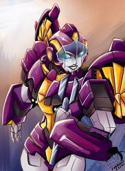  black_lips commentary fruitycrow helmet highres holding holding_wrench humanoid_robot mechanical_wings nautica_(transformers) no_humans robot robot_girl science_fiction the_transformers_(idw) transformers wings wrench 