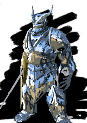  absurdres ambiguous_gender armor breastplate commentary couter cuirass cuisses english_commentary faulds full_armor gauntlets greaves hammk helm helmet highres holding holding_sword holding_weapon knight original pauldrons plate_armor poleyn rerebrace sabaton shoulder_armor solo sword upper_body vambraces weapon 