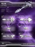 3d commentary concept_art copyright_name english_commentary eve_online from_above from_behind from_below from_side highres logo mystic-galaxy no_humans original purple_theme science_fiction spacecraft thrusters vehicle_focus 