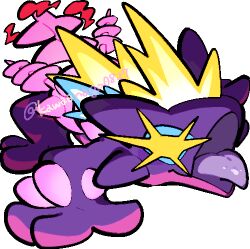 all_fours chibi chibi_only colored_tongue commentary_request dynamax full_body gigantamax gigantamax_toxtricity kawaanago lowres pokemon pokemon_(creature) pokemon_focus purple_tongue solo tongue tongue_out toxtricity transparent_background twitter_username 