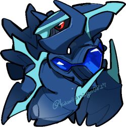  black_sclera chibi chibi_only colored_sclera commentary_request dialga dialga_(origin) full_body kawaanago lowres no_humans pokemon pokemon_(creature) pokemon_focus red_eyes solo transparent_background twitter_username 