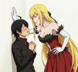  ai-generated araragi_koyomi kabedon kiss-shot_acerola-orion_heart-under-blade monogatari_(series) non-web_source oshino_shinobu 