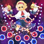  alice_margatroid blonde_hair blue_eyes danmaku doll hairband long_hair pyon0x0 red_eyes shanghai_doll short_hair touhou 