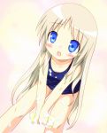  blonde_hair blue_eyes blush ebisuke fang kud_wafter little_busters!! long_hair looking_up noumi_kudryavka one-piece_swimsuit school_swimsuit sponge suds swimsuit 