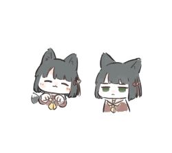  1girl :3 ^_^ animal_ears ao_kaeru blush brown_dress closed_eyes closed_mouth dress fox_ears fox_girl fox_tail green_eyes hasu_no_sora_school_uniform highres jitome kemonomimi_mode link!_like!_love_live! long_sleeves love_live! momose_ginko multiple_views neckerchief sailor_collar sailor_dress school_uniform smile tail virtual_youtuber white_sailor_collar winter_uniform yellow_neckerchief 