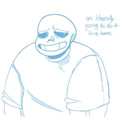  1:1 1boy 2023 2d aqua_theme commentary cropped_torso digital_media english_commentary english_text half-closed_eyes highres hollow_eyes humanoid male male_focus male_only monochrome monster monster_boy onerudegentlman plump sans_(undertale) shirt simple_background skeleton solo stain stained_clothes t-shirt teeth text undead undertale utdr_(toby_fox) white_background white_shirt 