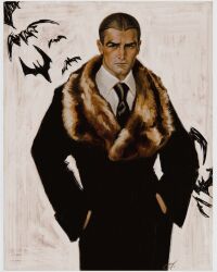  1boy batman_(series) batman_symbol black_coat bruce_wayne coat dc_comics formal_clothes fur-trimmed_coat fur_trim highres long_coat long_sleeves male_focus oluyemiart solo 