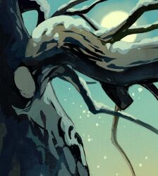  absurdres bare_tree chaojufei commentary_request full_moon highres moon no_humans original snow snowing tree winter 