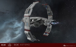  3d astero_(eve_online) carrier combat_ship_(eve_online) commentary company_logo company_name copyright_logo copyright_name dated droneboat_(eve_online) english_commentary english_text eve_online exploration_ship_(eve_online) flying frigate_(eve_online) gallente_federation_(eve_online) glowing grey_background grey_theme highres logo maya_(medium) military_vehicle no_humans official_art outdoors pirate_faction_(eve_online) realistic science_fiction servant_sisters_of_eve space spacecraft star_(sky) starry_sky_background thrusters vehicle_focus ymir_jonsson 