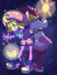  2girls amitie_(puyopuyo) blonde_hair dual_persona full_body gloves green_eyes highres holding holding_staff multiple_girls open_mouth puyopuyo red_amitie short_hair soumatou_169 staff star_(symbol) 