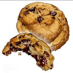  artist_logo chocolate chocolate_chip chocolate_chip_cookie commentary cookie food food_focus logo no_humans original simple_background studiolg white_background 