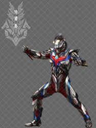  1boy absurdres alien arm_blade armor black_skin blue_skin chest_guard clenched_hands color_timer colored_skin commentary_request compound_eyes dorsal_fin fusion glowing glowing_eyes grey_skin highres male_focus multicolored_skin no_pupils original pectorals red_skin silver_skin studded_armor tokusatsu tokusatsushima ultra_series ultraman_nexus ultraman_nexus_(series) ultraman_nexus_anphans ultraman_nexus_junis ultraman_nexus_junis_blue ultraman_the_next ultraman_the_next_(movie) ultraman_the_next_anphans ultraman_the_next_junis weapon wrist_blades yellow_eyes 