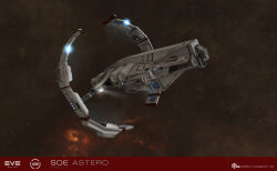  3d astero_(eve_online) brown_background carrier combat_ship_(eve_online) commentary company_logo company_name copyright_logo copyright_name dated droneboat_(eve_online) english_commentary english_text eve_online exploration_ship_(eve_online) frigate_(eve_online) gallente_federation_(eve_online) glowing highres logo maya_(medium) military_vehicle nebula no_humans official_art outdoors pirate_faction_(eve_online) realistic science_fiction servant_sisters_of_eve space spacecraft star_(sky) starry_sky_background vehicle_focus ymir_jonsson 