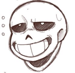  ... 1boy 2023 2d commentary cropped_head digital_media english_commentary half-closed_eyes hollow_eyes humanoid male male_focus male_only monster monster_boy onerudegentlman sans_(undertale) simple_background skeleton solo teeth undead undertale utdr_(toby_fox) white_background 