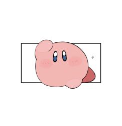  1boy absurdres blue_eyes blush blush_stickers closed_mouth colored_skin highres kirby kirby_(series) looking_at_viewer no_humans oyoyo_(sorucabcdq72160) pink_skin simple_background solo white_background 