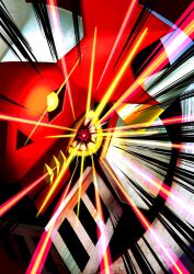  close-up commentary digimon digimon_(creature) dukemon ezgk385 glowing glowing_eye helmet highres knight looking_at_viewer white_helmet yellow_eyes 