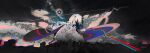  abstract absurdres aircraft airplane clouds colorful flying gozena highres jet multicolored_sky original scenery signature sky sun 