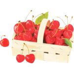  basket cherry commentary_request food food_focus fruit leaf lowres nagihi no_humans original simple_background still_life white_background 
