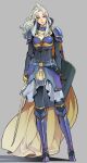  1girl armor bodystocking breasts cape closed_mouth covered_navel dissidia_final_fantasy final_fantasy full_body genderswap genderswap_(mtf) highres long_hair looking_at_viewer nini_tw99 shield simple_background solo sword warrior_of_light_(ff1) weapon 