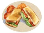  food food_focus highres no_humans original poipoooo sandwich shadow still_life toast tomato tomato_slice vegetable 