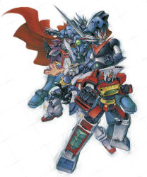  aestivalis bakunetsu_god_finger cape clenched_hand clenched_hands commentary_request daimos fighting_stance floating_cape g_gundam glowing glowing_eyes glowing_hand god_gundam great_mazinger great_mazinger_(robot) green_eyes gun gundam highres holding holding_gun holding_sword holding_weapon kidou_senkan_nadesico mazinger_(series) mecha mecha_focus nakamura_jun'ichi no_humans outstretched_arms red_cape red_eyes robot standing super_robot super_robot_wars super_robot_wars_advance super_robot_wars_original_generation sword toushou_daimos v-fin vaisaga weapon yellow_eyes 
