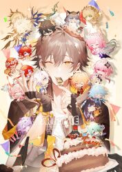  1other 6+boys 6+girls aglaea_(honkai:_star_rail) alternate_form anaxa_(honkai:_star_rail) ancient_greek_clothes animal animal_ear_fluff animal_ears anniversary antenna_hair aqua_bow aqua_bowtie aqua_hair arm_ribbon armor asymmetrical_sleeves asymmetrical_wings black_bodysuit black_boots black_dress black_flower black_gloves black_hair black_hairband black_jacket black_pants black_shirt black_shoes black_shrug black_sleeves black_thighhighs black_tiara blonde_hair blue_bodysuit blue_boots blue_cape blue_dress blue_eyes blue_fire blue_hair blue_ribbon blunt_bangs blush body_markings bodysuit boots bow bowtie braid bright_pupils brown_boots caelus_(honkai:_star_rail) cake camera cape castorice_(honkai:_star_rail) cat_ears cat_girl cat_tail cerydra_(honkai:_star_rail) chimera_(honkai:_star_rail) chinese_clothes chrysos_heirs_(honkai:_star_rail) cipher_(honkai:_star_rail) circlet closed_eyes closed_mouth collarbone colored_inner_hair commentary confetti covered_eyes covered_mouth cracked_skin creature cropped_torso crossed_arms crown cup cyrene_(demiurge)_(honkai:_star_rail) cyrene_(honkai:_star_rail) dan_heng_(honkai:_star_rail) dan_heng_(permansor_terrae)_(honkai:_star_rail) detached_sleeves dragon_boy dragon_horns dress drill_hair drinking dromas_(honkai:_star_rail) dual_persona earrings eating empty_eyes evernight_(honkai:_star_rail) everyone eyelashes eyepatch facial_mark fang fingerless_gloves fingernails fire floating_hair flower flower-shaped_pupils flower_ornament flying food food_on_face food_on_head fork from_side full_body gauntlets gladiator_sandals gloves gold_armor gold_earrings gold_necklace gold_sandals gradient_hair greco-roman_clothes green_hair green_ribbon grey_eyes grey_hair grey_pupils hair_between_eyes hair_bow hair_flower hair_ornament hair_over_one_eye hair_ribbon hair_tubes hairband hairclip halo halo_behind_head hand_on_own_face handkerchief hands_up hat hat_ornament head_wreath holding holding_camera holding_cup holding_fork holding_handkerchief holding_jar holding_plate honkai:_star_rail honkai_(series) hood hooded_bodysuit hooded_jacket horns hyacine_(honkai:_star_rail) hysilens_(honkai:_star_rail) icing jacket jar jewelry lapels laurel_crown leaf_hair_ornament little_ica_(honkai:_star_rail) long_hair long_hair_between_eyes long_sleeves looking_at_another looking_down looking_up low_ponytail low_twintails march_7th_(honkai:_star_rail) medium_hair mini_crown mini_person mini_wings miniboy minigirl mismatched_sleeves multicolored_eyes multicolored_hair multicolored_ribbon multiple_boys multiple_girls mydei_(honkai:_star_rail) nail_polish necklace notice_lines object_on_head one_eye_closed open_clothes open_jacket open_mouth orange_eyes orange_hair pants pantyhose pegasus pet phainon_(honkai:_star_rail) phainon_(khaslana)_(honkai:_star_rail) pink_eyes pink_hair pink_pupils plate pointed_crown pointy_ears pom-pom_(honkai:_star_rail) ponytail puffy_long_sleeves puffy_short_sleeves puffy_sleeves purple_bow purple_dress purple_flower purple_hair purple_ribbon rabbit_ears red_cape red_dress red_eyes red_flower red_hat red_nails red_ribbon ribbon sample_watermark sandals shadow shirt shoes short_hair short_sleeves shoulder_armor shrug_(clothing) side_braid single_bare_shoulder single_braid single_earring single_gauntlet single_glove single_hair_tube sitting sleeveless sleeveless_dress smile socks sparkle spiky_hair star-shaped_pupils star_(symbol) string_of_flags sun_symbol symbol-shaped_pupils t-shirt tail tassel tassel_earrings thigh-highs tiara topknot trailblazer_(honkai:_star_rail) trianne_(honkai:_star_rail) tribbie_(honkai:_star_rail) trinnon_(honkai:_star_rail) triplets twintails two-sided_cape two-sided_fabric two-sided_jacket two-tone_dress untranslatable_commentary upper_body v-shaped_eyebrows very_long_hair violet_eyes waist_cape watermark wavy_hair white_armor white_dress white_flower white_hair white_jacket white_pantyhose white_pupils white_shirt white_shoes white_sleeves white_socks wide_sleeves wings yellow_background yellow_cape yellow_eyes yellow_jacket yomi4310 