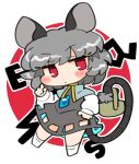  1girl animal animal_ears black_dress blush capelet chibi closed_mouth dress full_body grey_capelet grey_hair highres ini_(inunabe00) jewelry mouse mouse_ears mouse_tail nazrin pendant red_eyes short_hair socks solo tail touhou white_socks 
