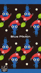  blue_pikmin blue_skin colored_skin commentary flower hat highres leaf looking_at_viewer meme_(sleepsheep) no_humans pikmin_(creature) pikmin_(series) pikmin_bloom red_hat super_mario_bros. triangle_mouth 