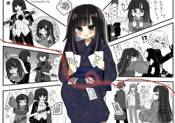  >_< 2boys 3girls :t @_@ ^^^ aedd_(e.g.o) anger_vein animal_print araya_(project_moon) artist_name black_hair blue_kimono blue_sash blue_streaks blunt_bangs blush butterfly_print butterfly_print_kimono child clenched_hands colored_inner_hair commentary_request e.g.o_(project_moon) furrowed_brow glasses grey_eyes hitting hohenheim_(project_moon) holding holding_photo jacket jacket_on_shoulders japanese_clothes kimono kira_(project_moon) limbus_company long_hair long_sidelocks long_sleeves mother_and_child mother_and_daughter multicolored_hair multiple_boys multiple_girls myomyomyo114 obi opaque_glasses open_mouth parent_and_child partially_colored photo_(object) pleading_eyes pout print_kimono project_moon puff_of_air renketsuen_(e.g.o) ryoshu_(project_moon) sash short_hair sidelocks sinclair_(project_moon) sitting smile speech_bubble spoken_squiggle squiggle streaked_hair string string_of_fate sweatdrop translation_request trembling two-tone_hair watermark white_background x_arms 