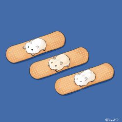  animal animal_focus bandaid blue_background commentary_request hamster no_humans original simple_background undersized_animal upiupisyo 