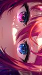  1girl absurdres blue_eyes closed_mouth commentary eye_focus getto hair_between_eyes heterochromia highres hololive hololive_english irys_(hololive) looking_at_viewer pink_eyes pointy_ears portrait redhead sideways solo virtual_youtuber 