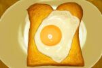  food food_focus fried_egg fried_egg_on_toast no_humans original plate reflection still_life toast yu-rinosaurusu 