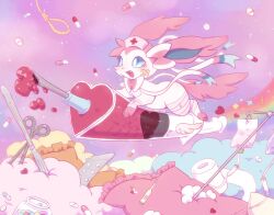  bandages blue_sclera colored_sclera colorful colorful_clouds intravenous_drip needle noose pastel_colors pill pokemon pokemon_(creature) purple_sky pyon_ko rainbow scissors sky sylveon thermometer yami_kawaii yume_kawaii 