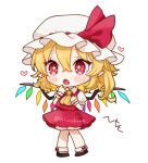  1girl :o blonde_hair chibi crystal fang flandre_scarlet full_body hat heart honotai knees_together_feet_apart mob_cap open_mouth pigeon-toed simple_background solo touhou white_background wings 