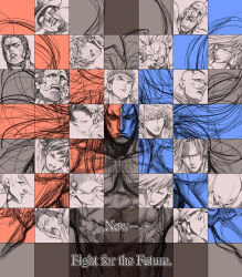  4girls 6+boys akuma_(street_fighter) alex_(street_fighter) bald bandana baseball_cap beard capcom chun-li clenched_teeth copyright_name double_bun dreadlocks dudley effie_(street_fighter) elena_(street_fighter) facial_hair fedora forehead_jewel gill_(street_fighter) hair_bun happy hat highres hugo_andore ibuki_(street_fighter) ken_masters long_hair long_nose looking_at_viewer looking_to_the_side makoto_(street_fighter) manly mask metal_mask multiple_boys multiple_girls muscular mustache necro_(street_fighter) official_art open_mouth poison_(final_fight) poster_(medium) promotional_art q_(street_fighter) ryu_(street_fighter) scene_reference screaming sean_matsuda smile street_fighter street_fighter_iii_(series) teeth twelve_(street_fighter) urien yang_lee yoshihara_motoki yun_lee 