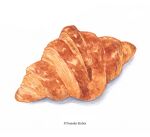  artist_name bread croissant food food_focus kuboitomoko no_humans original painting_(medium) shadow simple_background still_life traditional_media watercolor_(medium) white_background 