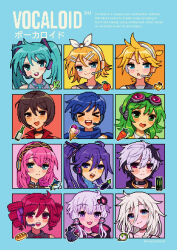  >_< 3boys 6+girls ahoge alcohol aseprite_(medium) bad_source baguette banana bare_shoulders black_collar black_hair black_shirt blonde_hair blue_eyes blue_necktie blue_scarf blush bottle bow bread brown_eyes brown_hair carrot closed_mouth collar commentary drill_hair eggplant english_commentary fish flower_(vocaloid) flower_(vocaloid4) food fruit goggles goggles_on_head green_eyes green_hair grey_hair gumi hair_between_eyes hair_bow hat hatsune_miku headphones headset highres ia_(vocaloid) ice_cream jacket kagamine_len kagamine_rin kaito_(vocaloid) kamui_gakupo kasane_teto kasane_teto_(utau) mandarin_orange megurine_luka meiko_(vocaloid) microphone mimpish monster_energy multicolored_hair multiple_boys multiple_girls necktie open_mouth pink_hair pixel_art ponytail portrait purple_hair rabbit red_eyes red_hair red_jacket red_shirt sailor_collar scarf shirt short_hair sleeveless sleeveless_shirt spring_onion teeth twin_drills twintails two-tone_hair upper_teeth_only utau vocaloid voiceroid white_bow white_hair white_hat yuzuki_yukari 