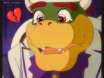  1990s_(style) 1boy bowser brenni_murasaki clip_studio_paint_(medium) formal hat heart male_focus open_mouth red_eyes redhead retro_artstyle solo spoilers suit super_mario_bros. tearing_up the_super_mario_bros._movie 