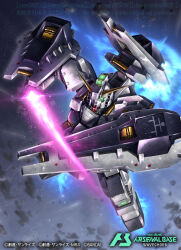  advance_of_zeta bandai commentary_request copyright_notice debris energy_sword gundam gundam_arsenal_base gundam_tr-1_hazel hazel_custom_gundam logo mecha mecha_focus mixed-language_text mobile_suit nebula no_humans official_art realistic robot roundel science_fiction shield soezy space star_(sky) sword thrusters titans_(gundam) titans_test_team_(gundam) title v-fin weapon zero_gravity 