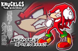  animal_nose character_name clenched_hands clenched_teeth gloves green_shoes knuckles_the_echidna lowres multicolored_shoes official_art red_fur red_shoes shoes sonic_(series) sonic_battle teeth white_fur white_gloves yellow_shoes zoom_layer 