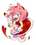  1girl amy_rose animal_ears animal_nose bare_shoulders blush bracelet breasts cake cake_slice dress eyelashes food fork fruit furry furry_female gloves gold_bracelet green_eyes hairband hands_up heart hedgehog_ears hedgehog_girl hedgehog_tail holding holding_fork holding_plate jewelry looking_at_viewer medium_breasts open_mouth pink_fur plate red_dress red_hairband simple_background sleeveless sleeveless_dress smile socks solo sonic_(series) standing strawberry tail teeth tongue weon1119 white_background white_gloves white_socks 