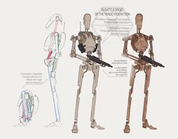  b1_battle_droid camouflage droid energy_gun english_commentary from_side grey_background gun highres holding holding_gun holding_weapon humanoid_robot multiple_views profile robot ruben_menzel standing star_wars weapon 