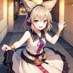  1girl ai-generated earmuffs looking_at_viewer non-web_source shirt short_hair smile solo stable_diffusion ten_desires touhou toyosatomimi_no_miko yellow_eyes 