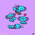  :d ^_^ closed_eyes closed_mouth commentary highres james_turner lying motion_lines no_humans nose_bubble on_stomach open_mouth pokemon pokemon_(creature) purple_background signature skateboard skateboarding sleeping smile solid_oval_eyes wooper 