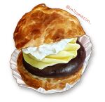  artist_name cream_puff custard food food_focus highres mitomaton no_humans original realistic red_bean_paste simple_background still_life sweets twitter_username whipped_cream white_background 