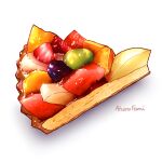  aon968 artist_name food food_focus fruit fruit_tart highres no_humans original realistic simple_background still_life tart_(food) white_background 