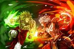 2boys asura&#039;s_wrath asura_(asura&#039;s_wrath) broly broly_(dragon_ball_super) crossover dragon_ball dragon_ball_super dragon_ball_z green_hair legendary_super_saiyan tagme