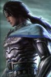  armor black_hair cape cloak close dynasty_warriors hero highres koei long_hair male ponytail realistic sangoku_musou scan shield shin_sangoku_musou solo zhao_yun 