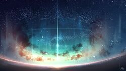  aurora clouds commentary english_commentary gradient_sky highres night night_sky no_humans original outdoors rune_xiao scenery signature sky star_(sky) starry_sky still_life 